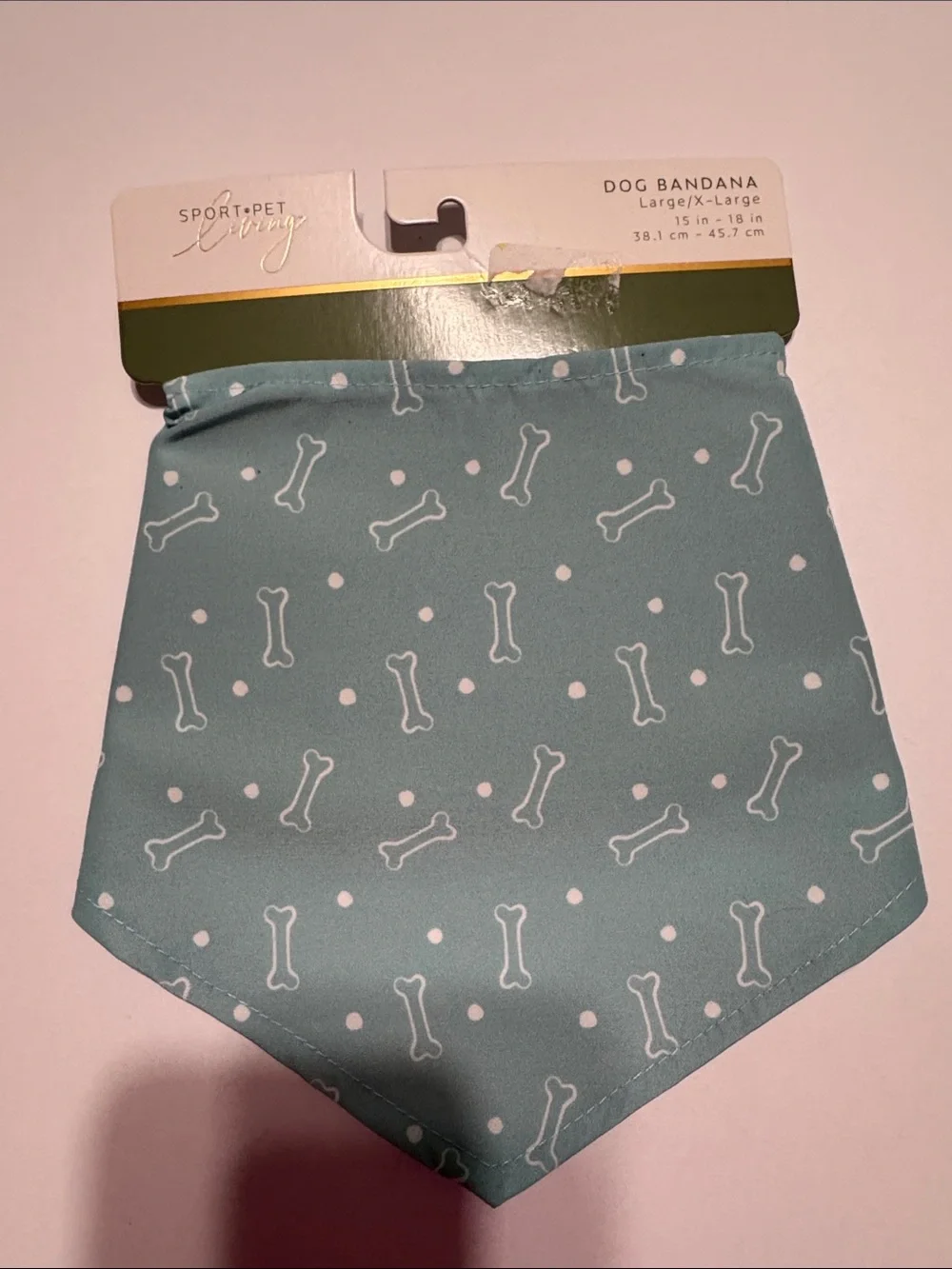 Teal Bone-Print Dog Bandana